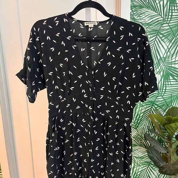 Whistles black and White Camila Button Down Jumpsuit Size 6 - Picture 9 of 10